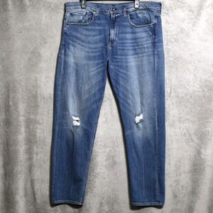 Rag Bone Jeans Mens 39x32.5 Blue Fit 2 Slim Palisades Distressed Denim Whisker